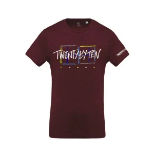 T-shirt TBT - Padel Wear® Twenty by Ten Chalk en Coton Organique & Polyester bordeaux