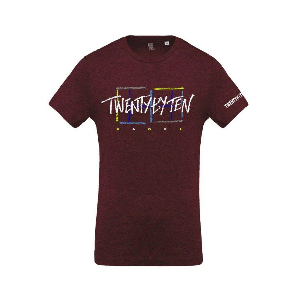 T-shirt TBT - Padel Wear® Twenty by Ten Chalk en Coton Organique & Polyester bordeaux