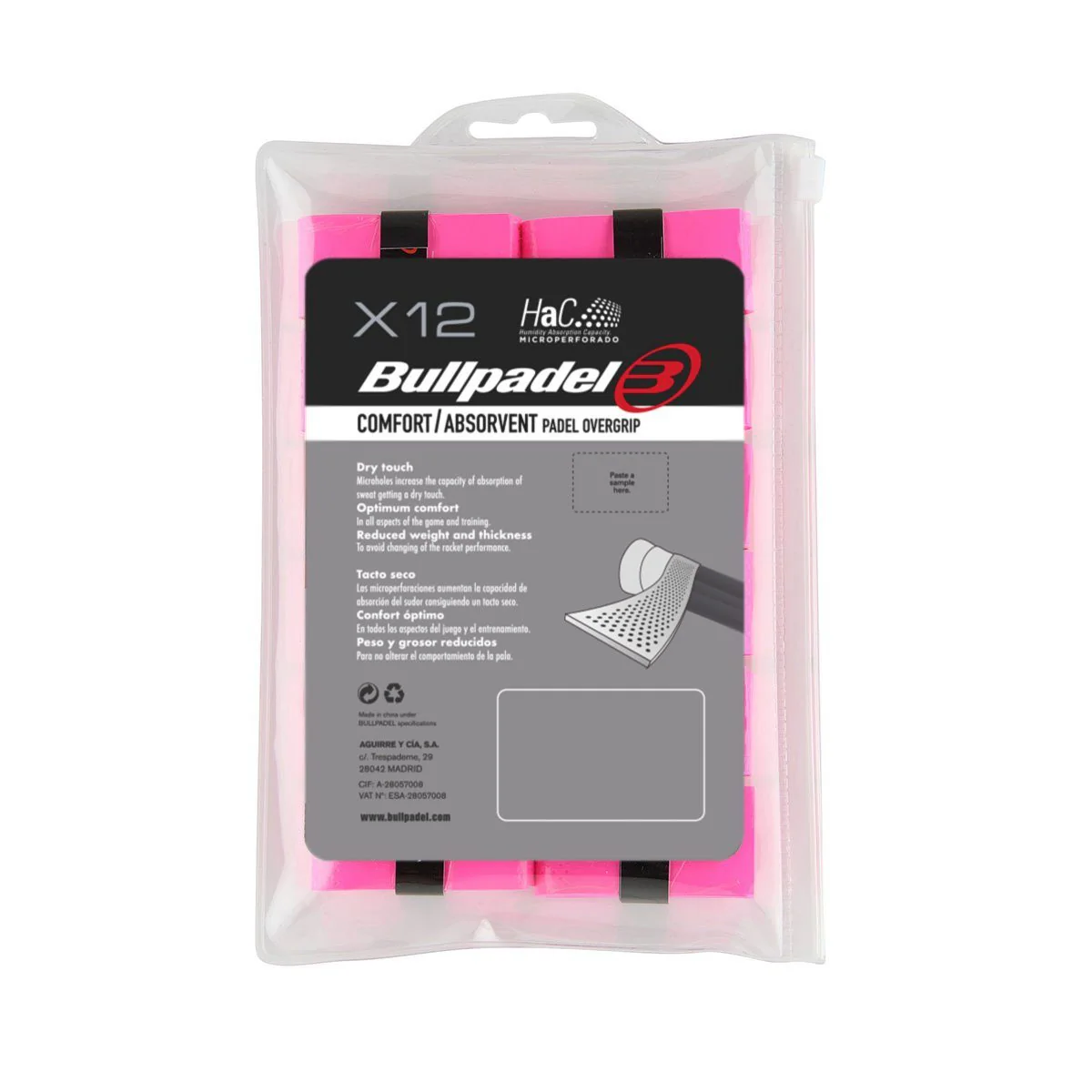 Surgrips Bullpadel Confort et Absorbant rose GB1601 x12